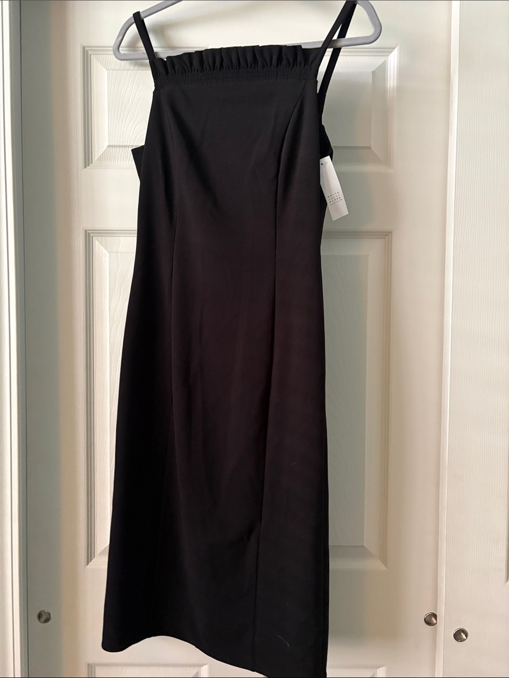White House Black Market Black Ruffle Sleeve Chemise Dress